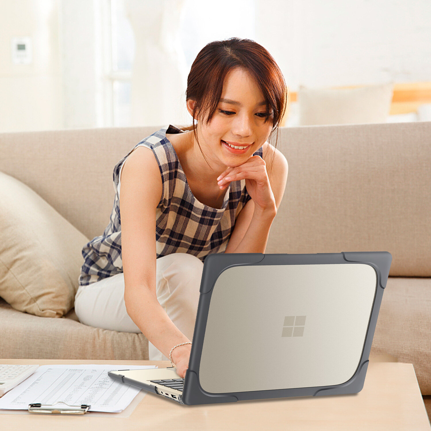 Transparent Heavy Duty Hard Shell Case for Microsoft Surface Laptop 4 / 3 15" with Metal Keyboard,Protective Cover with Kickstand for Surface Laptop 4 / 3 15 inch 2021