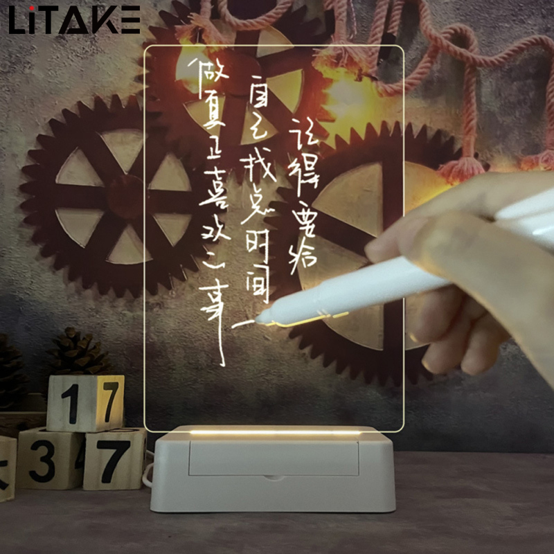 LITAKE Acrylic Note Board 3 Types Transparent Luminous Erasable Usb Message Board With Pen Gifts For Children