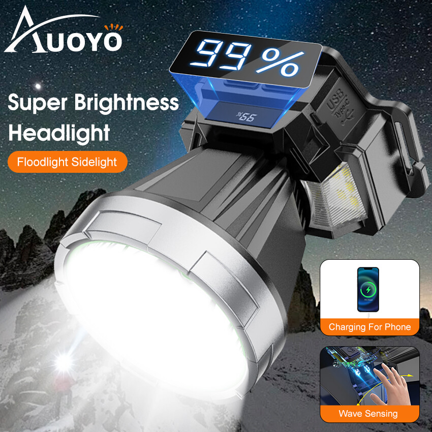 Auoyo Genuine Headlamps Super Bright LED Headlight outdoor waterproof Upgraded XPG wick headlight high power and durable battery Headlamp Intelligent Sensing switch Illumination Work Flashlight Headlights for Running Fishing Camping