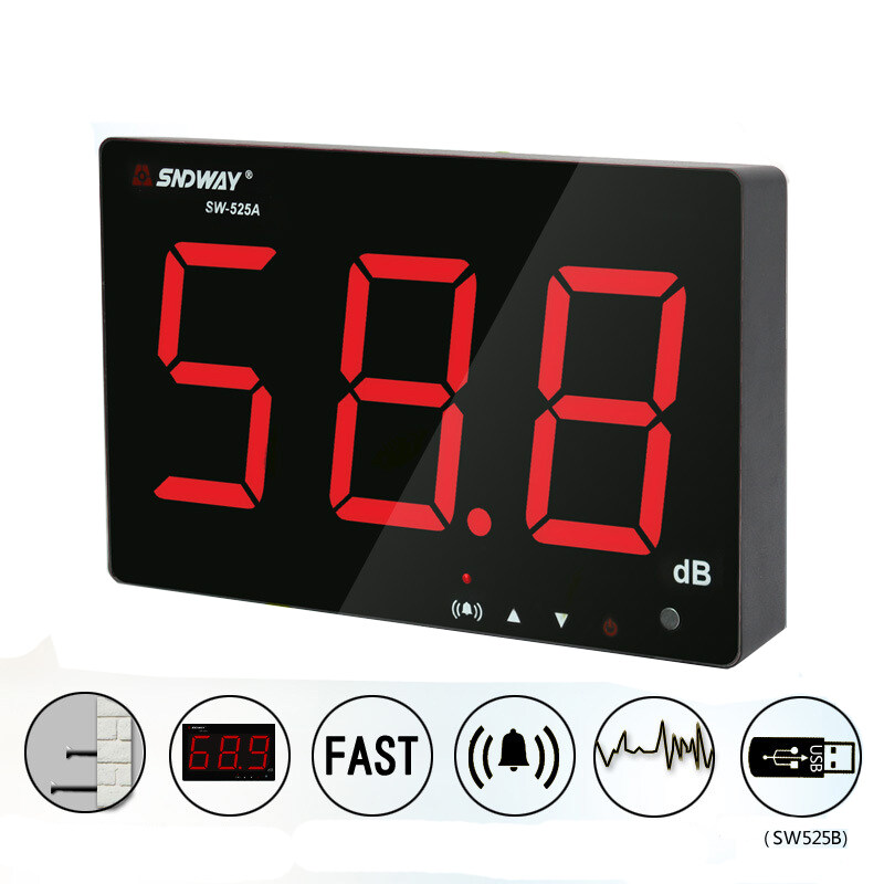 SNDWAY SW-525A Digital Sound Level Meter Noise Decibel Meter 30~130db Large Screen Display Wall Hanging Type