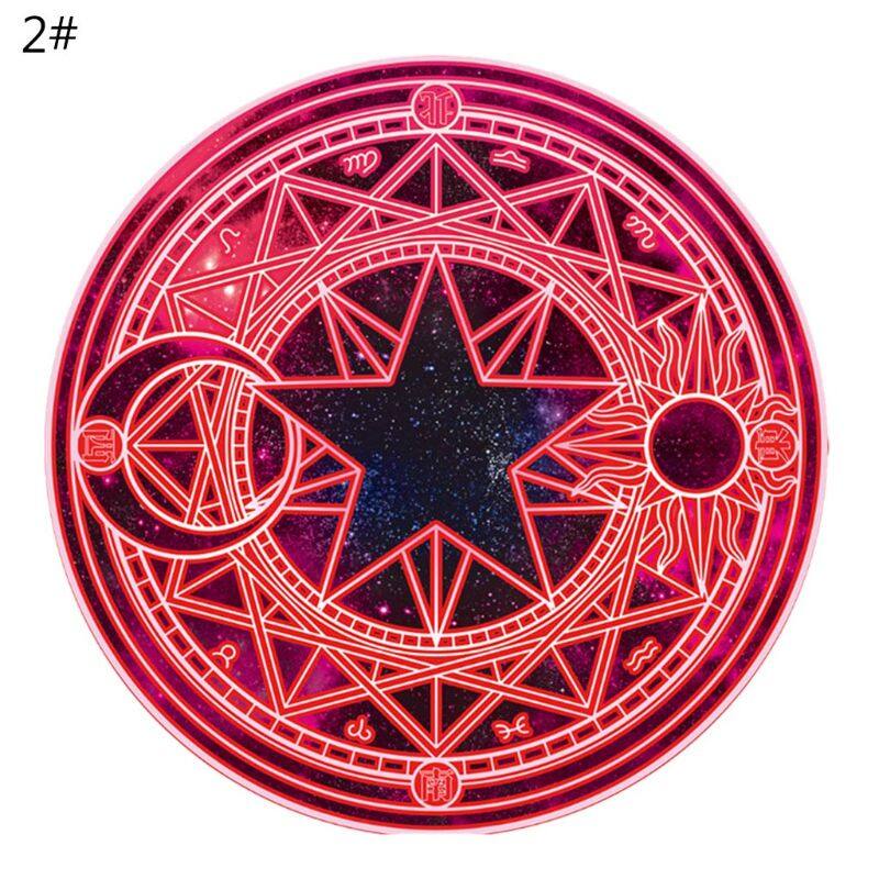 1pc Diameter 60cm Cartoon Rug Round Tarot Tablecloth Pentagram Sun Moon Divination