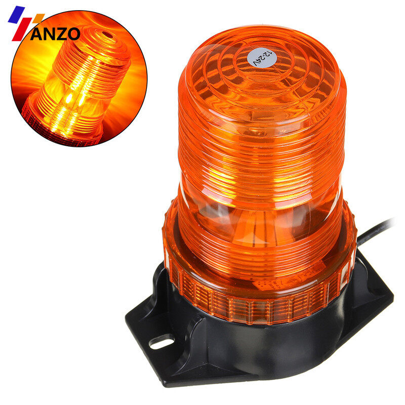 原文 Rotating Car LED Emergency Light IP65 Waterproof Hazard Warning Strobe Light Flexible Flashing Beacon Warning Light With Car Charger DC12-24V For RV Camper ATV Tractor lamp