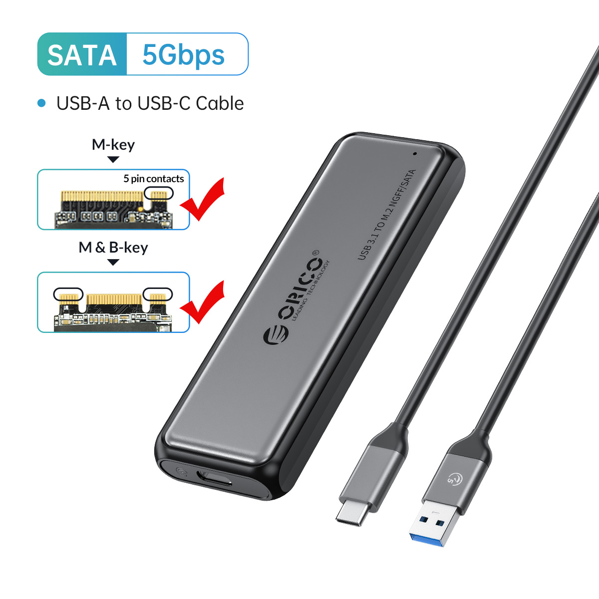 Orico m.2 nvme/sata ssd enclosure case 10gbps tool-free m2 ssd enclosure dual protocol solid-state drive case for ps4 laptop