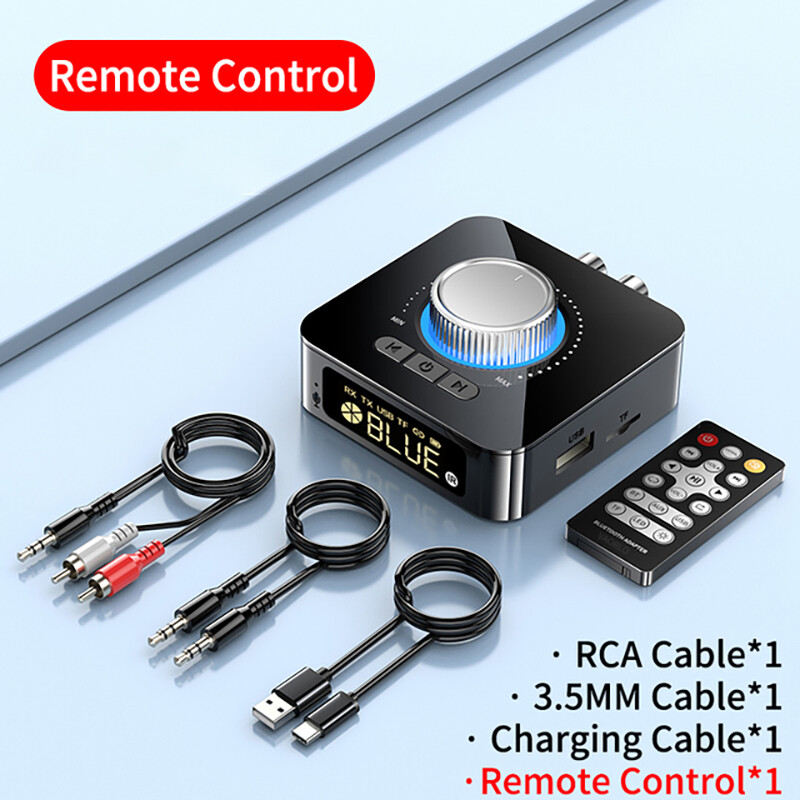 M5 bluetooth receiver transmitter bt 5.0 stereo aux 3.5mm jack rca handsfree call tf u disk t v car kit wireless audio adapter with led display