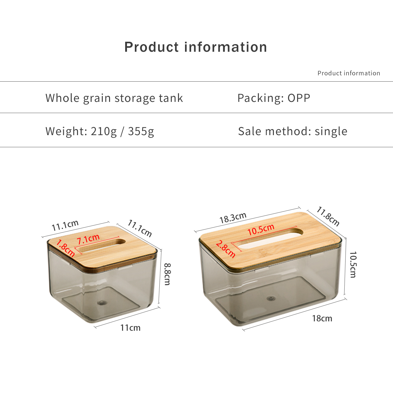 CNMF Nodic Style Light Luxury Transparent Durable Wide Opening Tissue Box