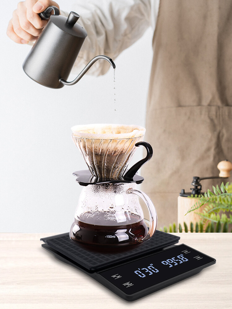 Rcyago LCD Chính Xác Cao Cân Điện Tử 3Kg/0.1G Cân Cà Phê Với Bộ Đếm Thời Gian Cân Nhà Bếp Kỹ Thuật Số Điện Tử Di Động Nướng