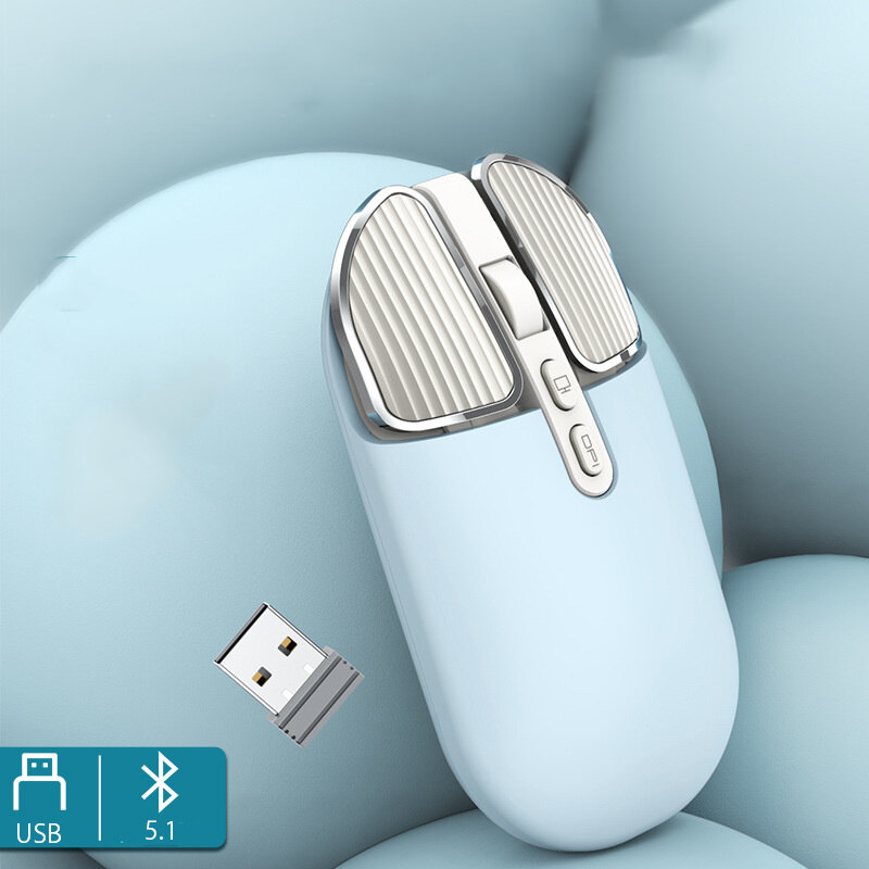 2.4GHz chuột bluetooth không dây chế độ kép Chuột quang USB im lặng và sạc lại được chuột cho PC Laptop Máy tính văn phòng