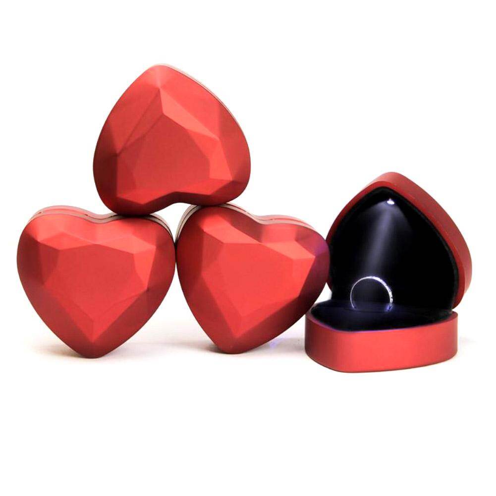 Heart Shape LED Light Ring Holder Box Proposal Wedding Band Display Storage Case