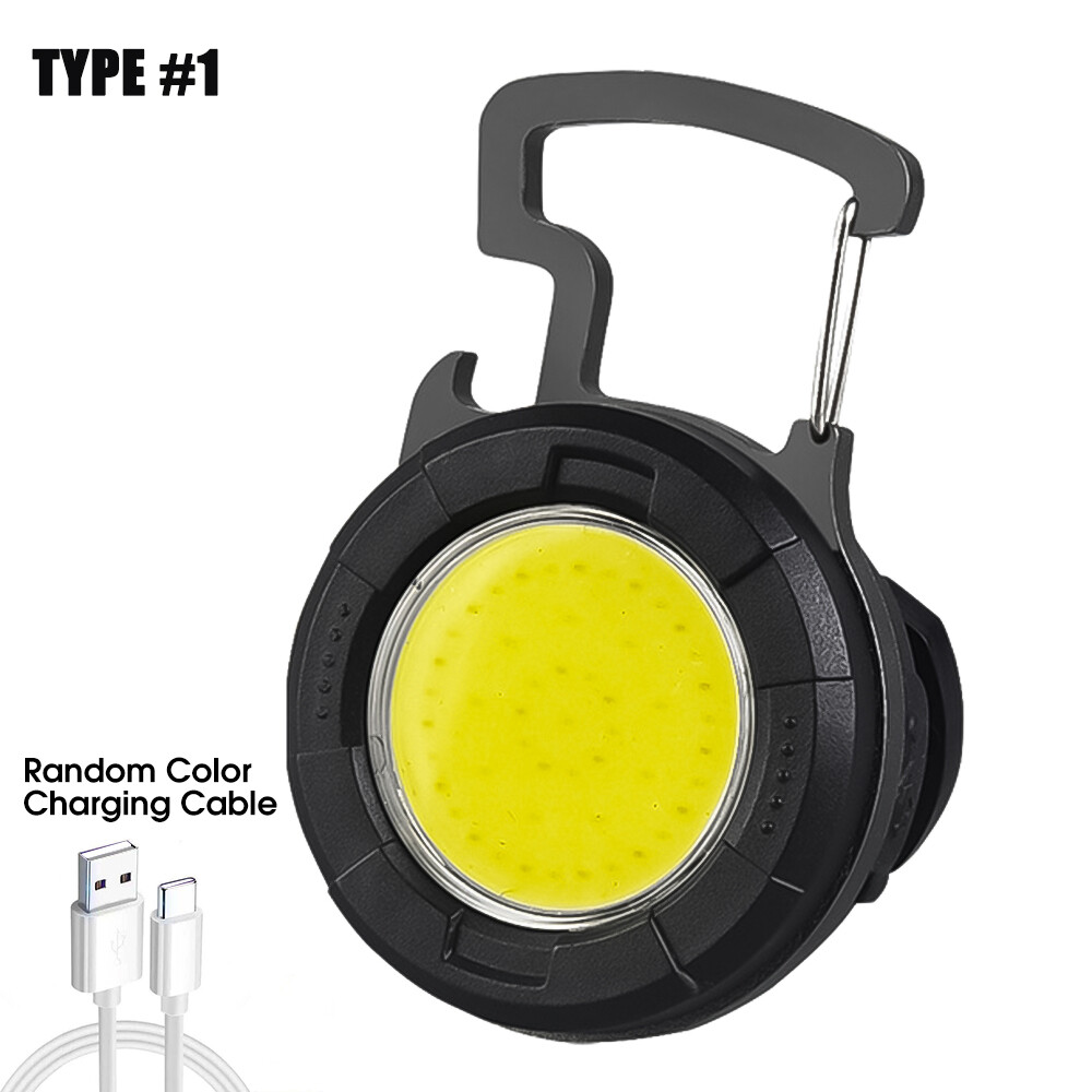 Đèn Pha COB Mini Cầm Tay Đèn Móc Khóa Khẩn Cấp Chống Nước Sạc USB Đa Năng Đèn Cắm Trại Làm Việc Ngoài Trời Đèn Pin 2 Loại
