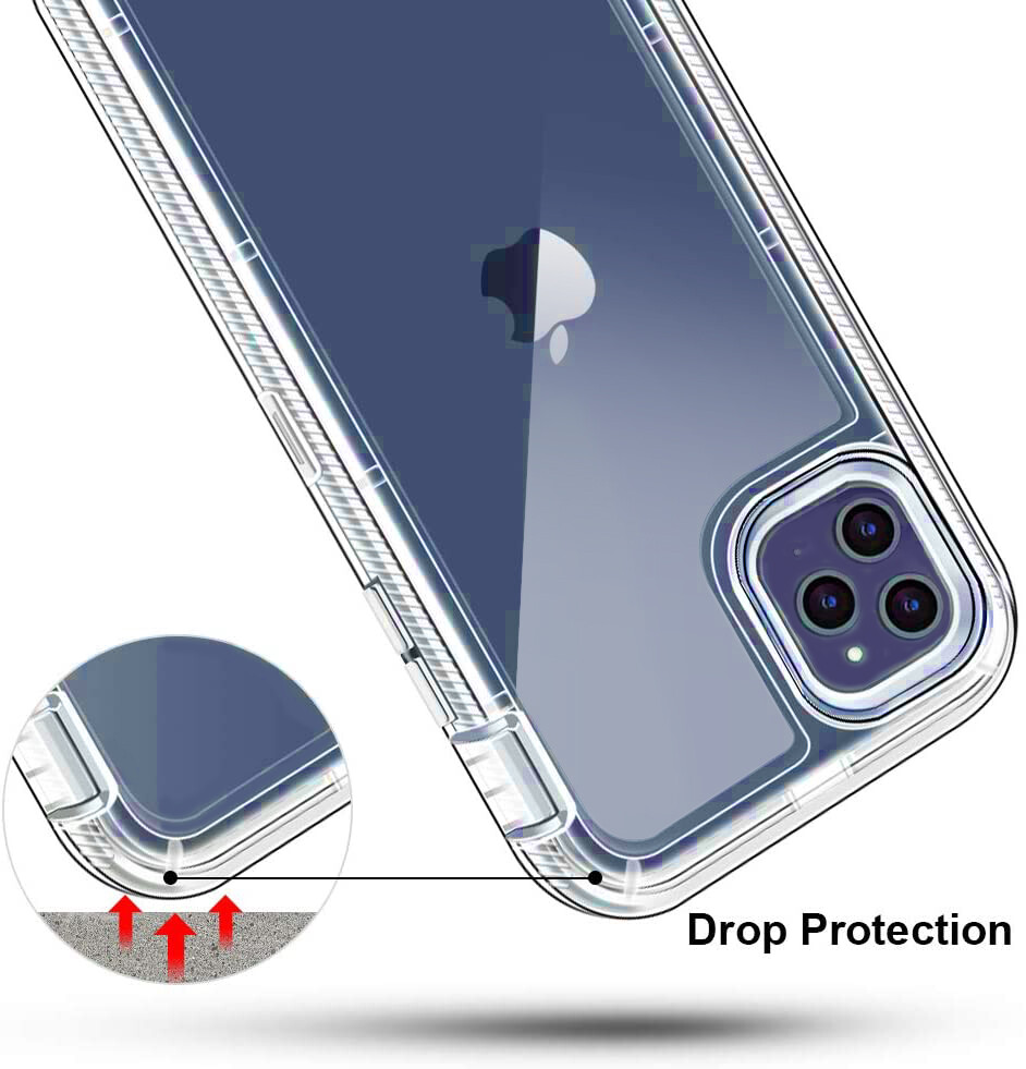 Clear iPhone Case,Transparent Three Layer Hybrid Hard Plastic Soft Rubber Shockproof Armor Defender Case for iPhone 15 Pro Max/14 Pro Max/13 Pro Max/12 Pro Max/SE 2022/11 Pro Max/Xs Max/XR/8 Plus 7 Plus 6s