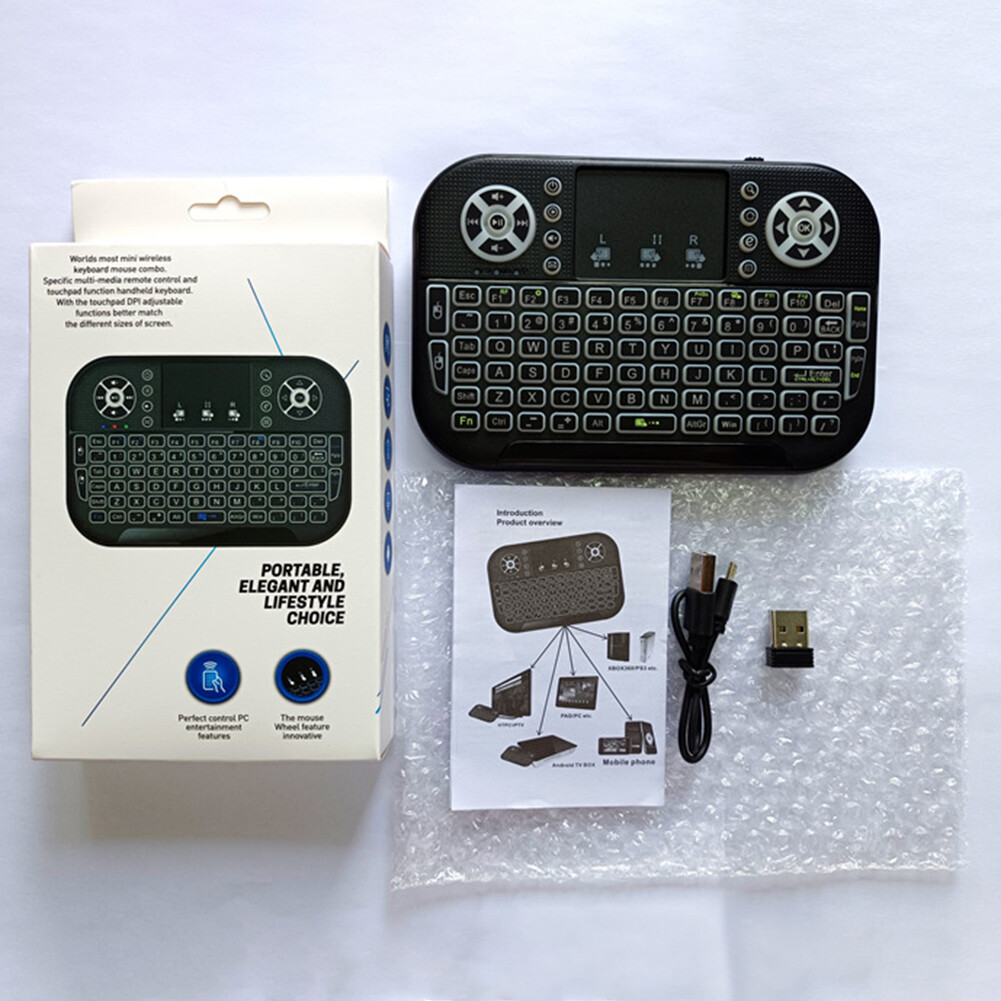 A8 Chuột Bay 2.4G Công Thái Học Có Thể Sạc Lại Bàn Di Chuột Bàn Phím Không Dây Có Đèn Nền Kèm Đầu Thu USB Cho TV Box Thông Minh
