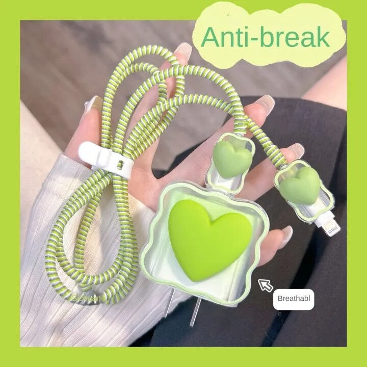 Love Charger Set Cable Protectors Set For IPhone 11 Charging Protector USB Data Cable Line Protection Spiral Cable Protector