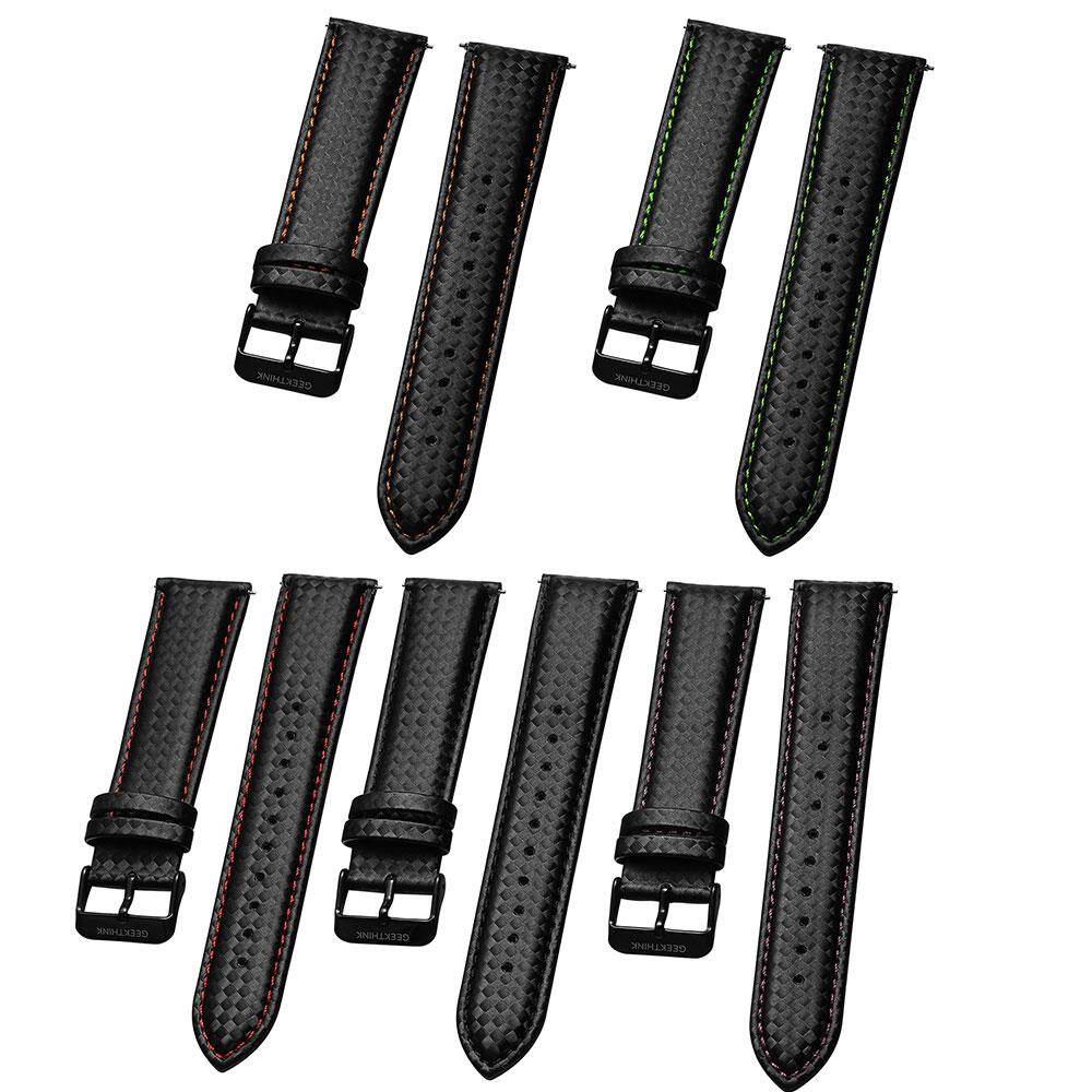 Universal 20mm 22mm Quick Release Replacement WatchBand Black Carbon Fiber Leather Watch Strap Band For Gear S3 S2 Classic