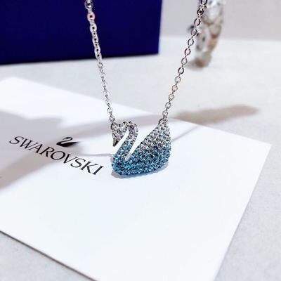 swarovski swan necklace blue