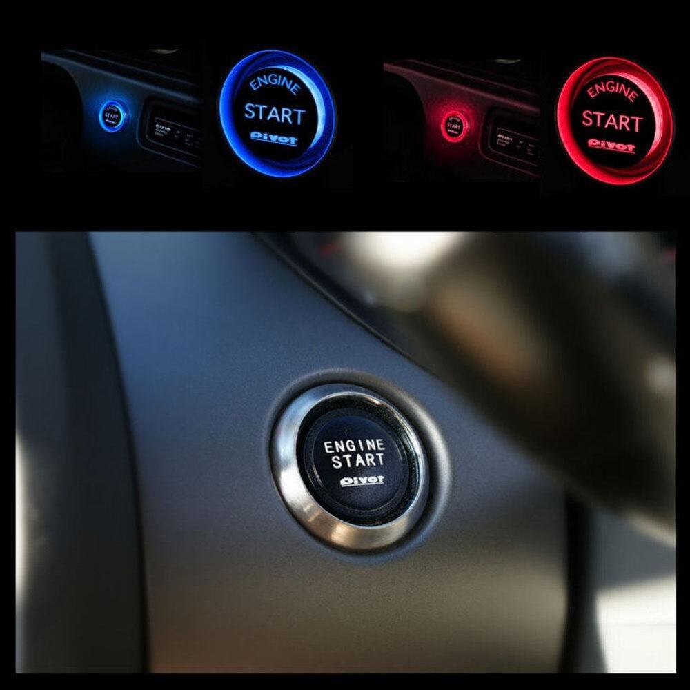 Vehicle Engine Start Press Button Push Switch Ignition Starter Blue Light