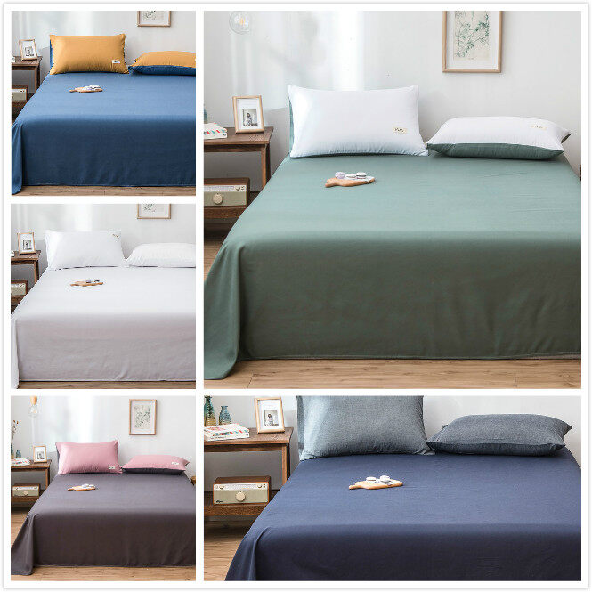 Flat Sheet Washed Cotton Pure Color Bedsheets Cadar