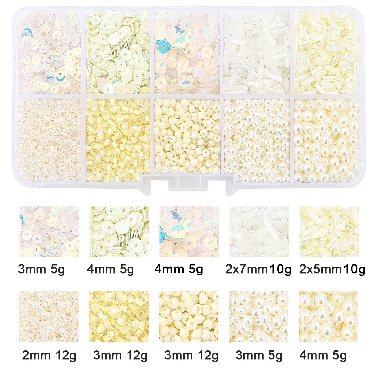 1set/box 10 Grid Suit Multicolor Flat Round Loose Sequins Glass Rice Beads for Sewing DIY Handmade Clothing Accessories Material Package