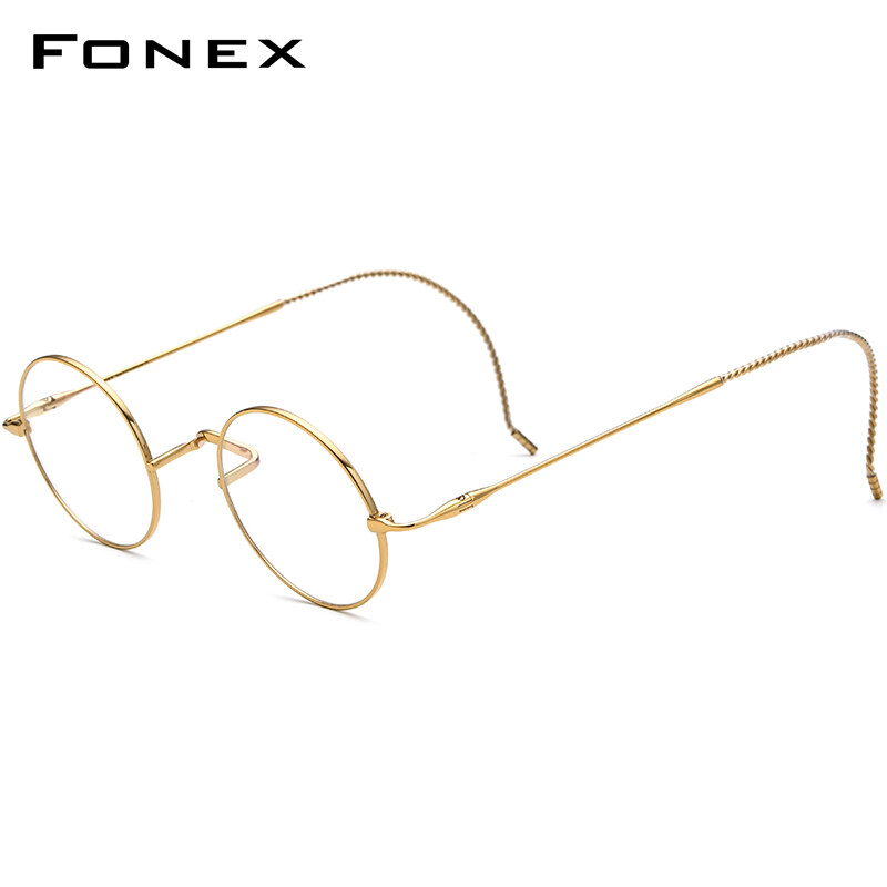 FONEX Gọng Kính Titan Kính Mắt Quang Học Cận Thị Tròn Cổ Điển Cho Nam Kính