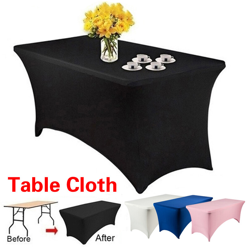 Jhj0  1PC  4\6 FT Rectangular Elastic Spandex Tablecloth Table Cover Hotel Decor Stretch Wedding Dining Decor for Elegant Party