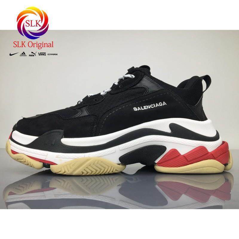 SLK★Hitam Balenciaga TRIPLE S Sneaker Kualitas Premium dengan Semua Aksesoris Bersama