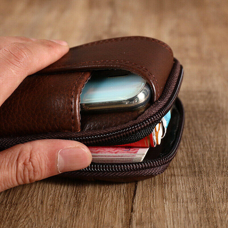 Running Holder Wallet Holster Pouch Case Men's Leather Genuine