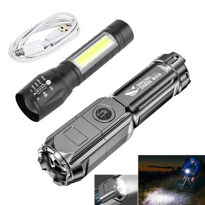 Đèn Pin Cầm Tay Đèn Pin Chiến Thuật Nổi Bật Zoom Công Suất Cao Có Thể Sạc Lại Được Đèn Pin LED Chiếu Sáng Ngoài Trời