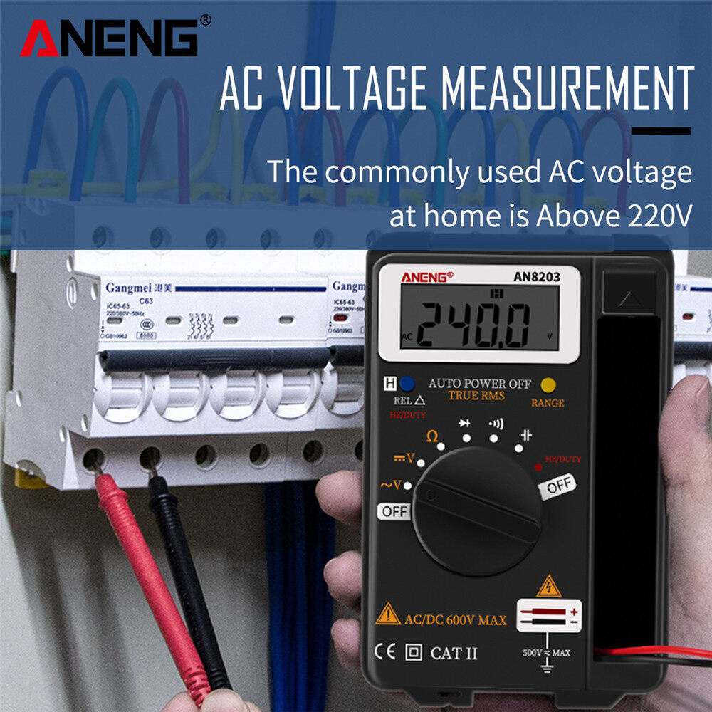 Aneng AN8203 Đồng Hồ Vạn Năng Kỹ Thuật Số Mini 4000 Đếm RMS Thật Dụng Cụ Kiểm Tra Đồng Hồ Vạn Năng Kỹ Thuật Số Đồng Hồ Đo Điện Máy Thử Pin Multimetro Tester