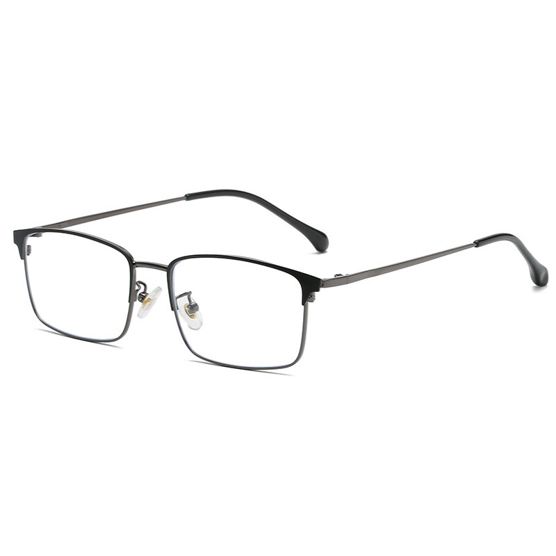 New Business Glasses Frame for Men Metal Retro Half-frame Glasses Frame with Myopia Eyeglasses Anti-blue Ray Flat Glasses PTQ