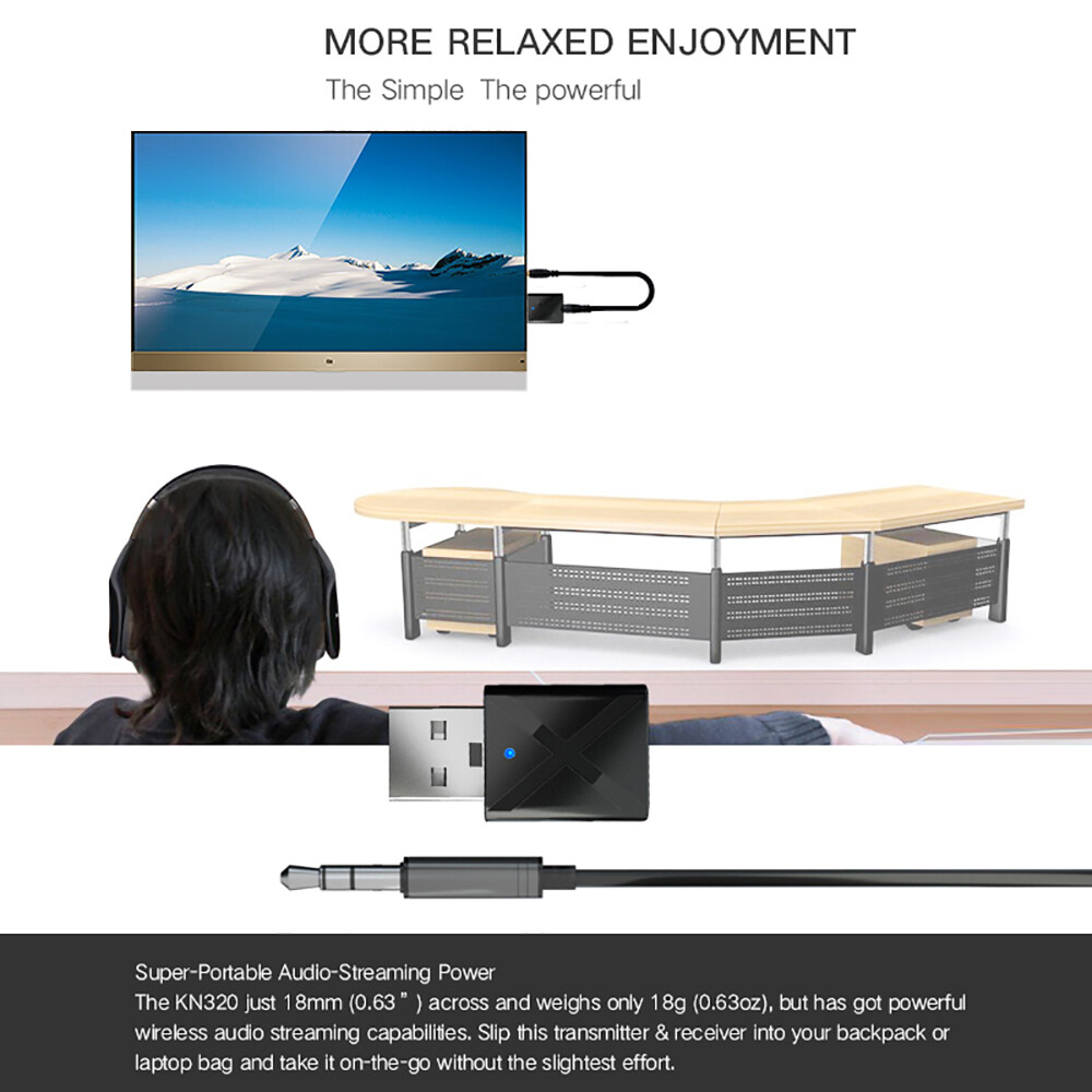 Bộ Thu Phát Âm Thanh USB Bluetooth 5.0 Bộ Chuyển Đổi Âm Thanh Nổi Bluetooth Không Dây Giắc Cắm AUX 3.5Mm Cho Gia Đình T V PC Loa Tai Nghe Xe Hơi