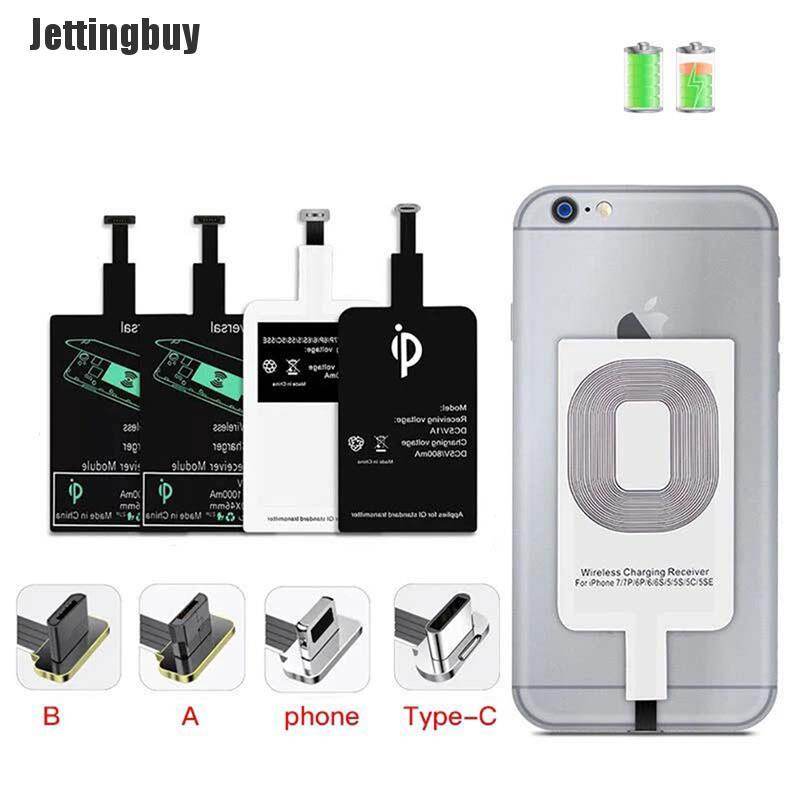 [Jettingbuy] Support Micro USB Type C Qi Wireless Charger Adapter Induction Receiver Coil Pad