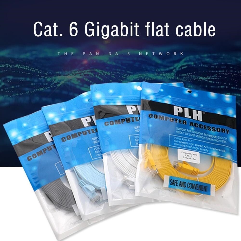 [HOT W] RJ45 Ethernet Network Lan Cable CAT6 Gigabit Flat Network Cable Ribbon Cable Patch Cable for Internet Modem Router F7P7