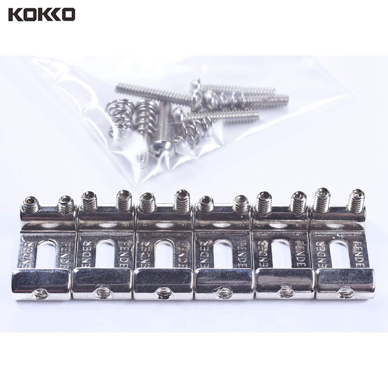 KOKKO Guitar Saddles Bridge Metal Tremolo Saddle System String Spacing for Stratocaster Telecaster Electric Guitar Maintain Part 6pcs