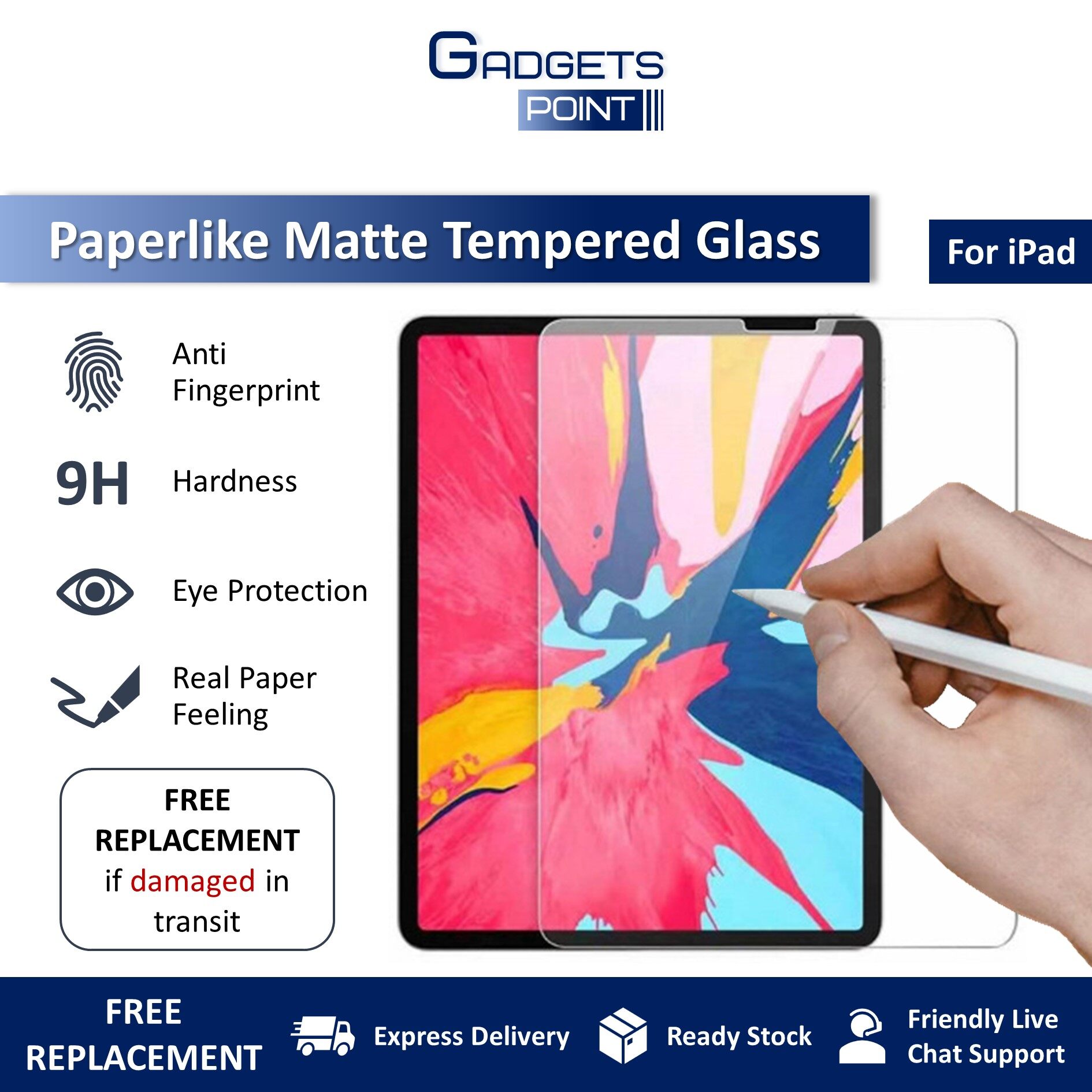 Matte Paperlike Tempered Glass Screen Protector for iPad Air Air