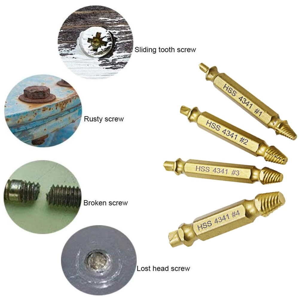 Broken double head screw extractor, sliding thread and broken wire remover 4341 hexagon drill set, broken wire extractor
