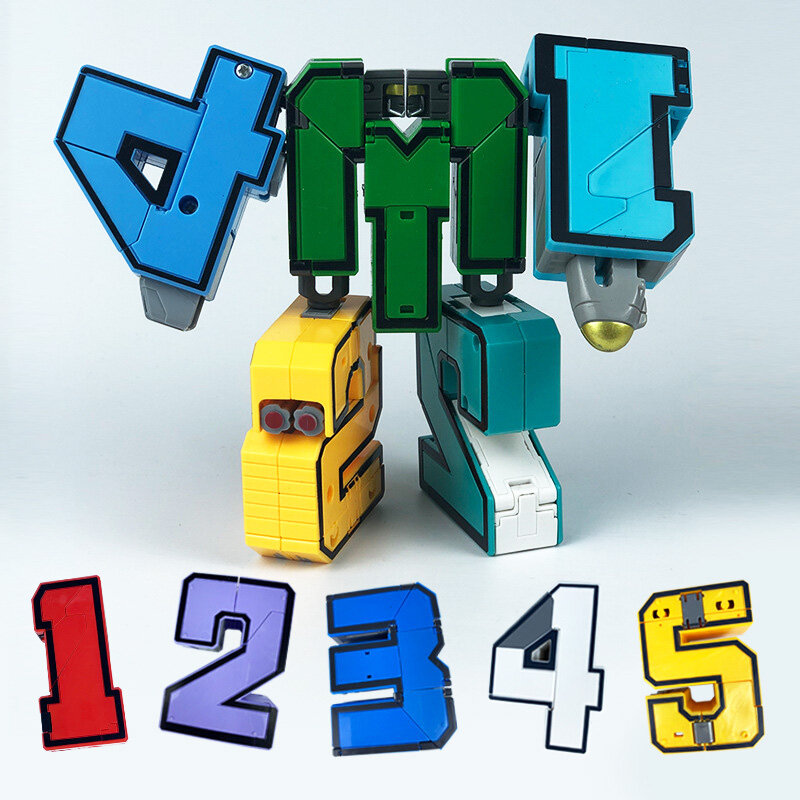 ELALA Blind Box Randomly Box Assemble Building Blocks Action Figure Robots Transformation Car Deform Number Letters Alphabet Math Toys