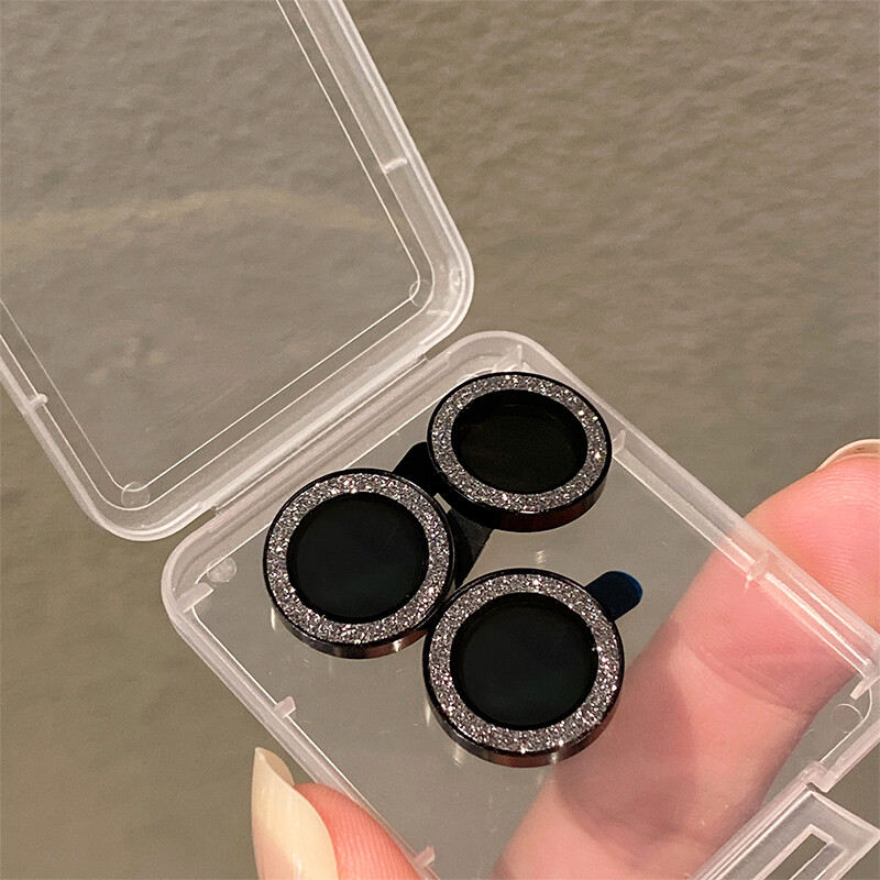 【 1 Set 】 CrashStar Sparkling Diamond Camera Lens Protector For iPhone 15 14 Pro Max Plus 13 Pro Max 12 Pro Max Mini 11 Pro Max Bling Rainbow Metal HD Tempered Glass Camera Film Screen Protection Top Seller