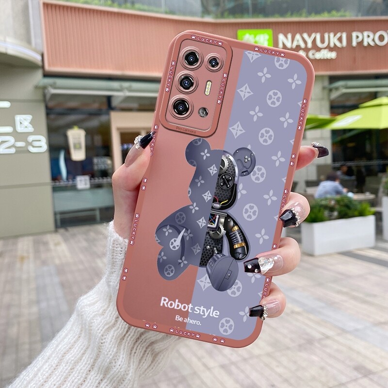 JIUMOO Casing For Tecno POVA 2 Pova2 Case New Design Square Edge Original Phone Case Fashion Cartoon Mechanical Bear Thin Pattern Shockproof Softcase Silicone Casing Full Back Cover Angel Eye Camera Protection Cases
