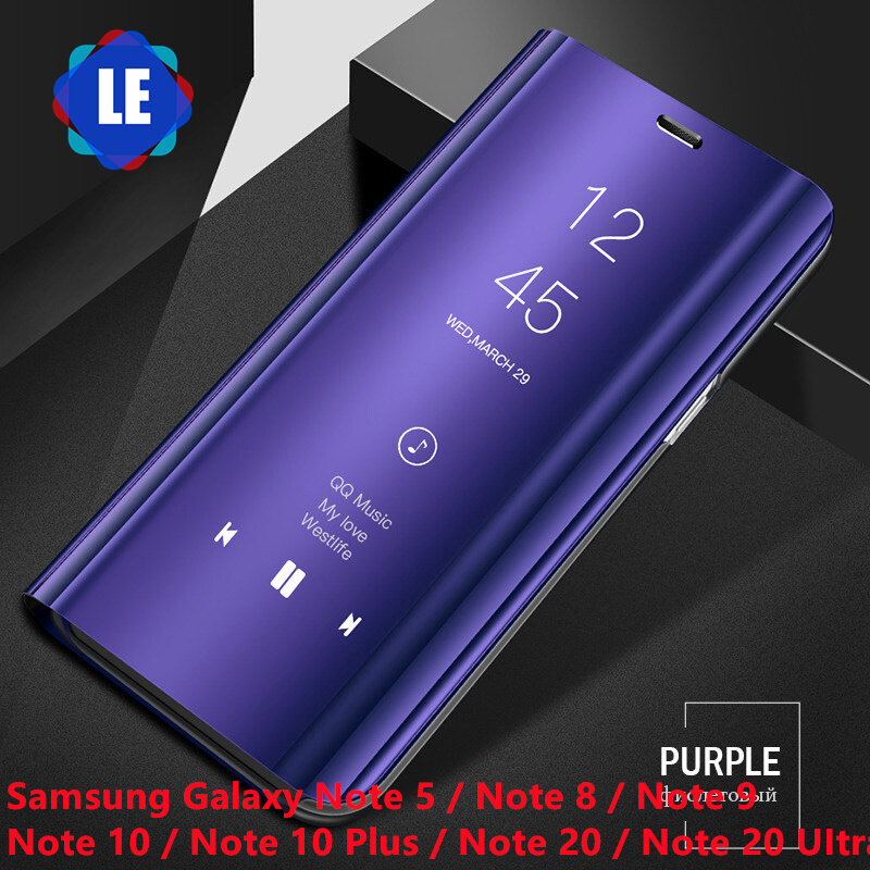 For Samsung Galaxy Note 5 / Note 8 / Note 9 / Note 10 / Note 10 Plus / Note 20 / Note 20 UItra Phone Case Luxury Electroplating Mirror Flip Cover Hard TPU Full Protection Casing