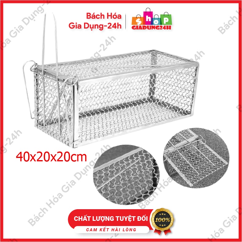 Bẫy lồng chuột cỡ trung 40x20x20cm có chốt khóa hãm- hàng sắt nam định loại 1-giadung24h