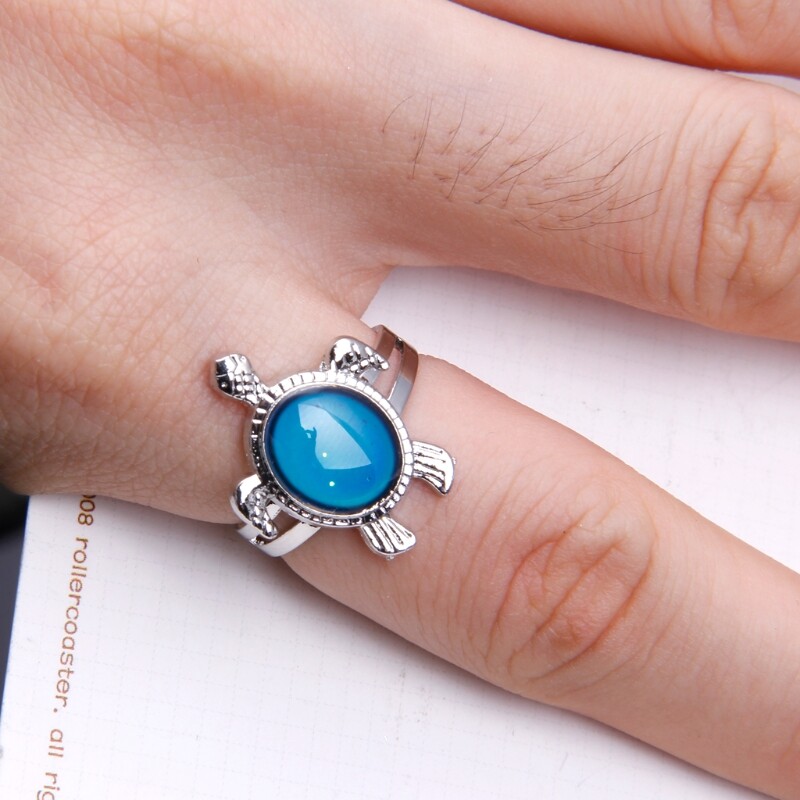 Trendy Emotion Feeling Temperature Rings Magic for Turtle Color Change Mood Ring Adjustable Gift for Male Female