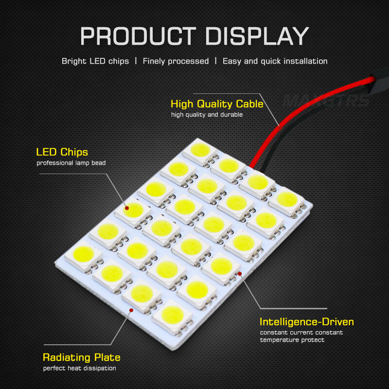 12V 5050 24 LED SMD Mái Vòm Nội Thất Ô Tô Đọc Sách Đèn Dạng Tấm Bóng Đèn LED Trắng Tự Động Đèn Dạng Tấm Đọc Sách Bóng Đèn Trần Xe Nội Thất Roof Đèn Hiệu Cho Xe Hơi