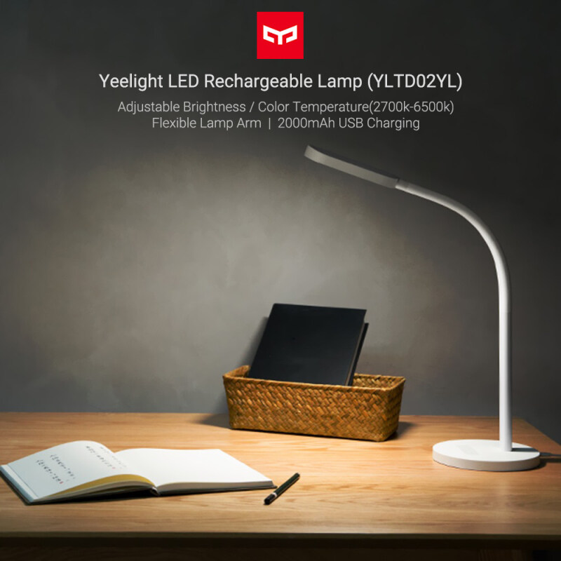 Yeelight Đèn Bàn LED 5W, Ánh Sáng Mờ Có Thể Điều Chỉnh Độ Sáng/Nhiệt Độ Màu 2700K-6500K Thoải Mái Cho Mắt Đèn Bàn Linh Hoạt, Có Thể Sạc Lại YLTD02YL
