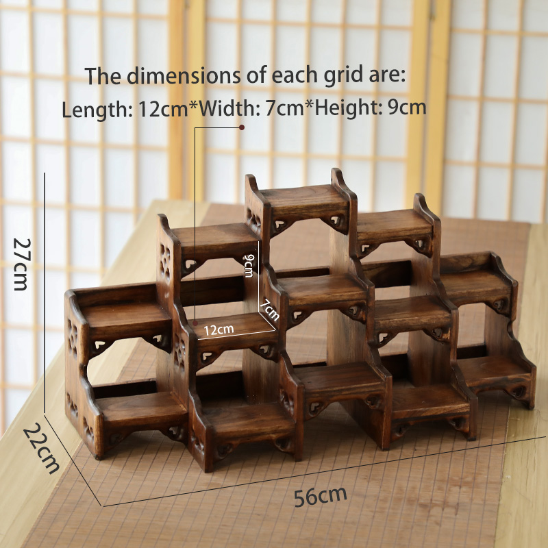 Solid Wood Desktop Small Bogu Rack Teapot Teacup Display Rack Tea Set ...