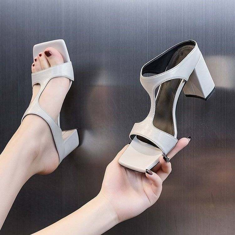 Women shoes open toe high heels sandal kasut perempuan Korea Heels sandal perempuan murah dan cantik 2023 new 060608