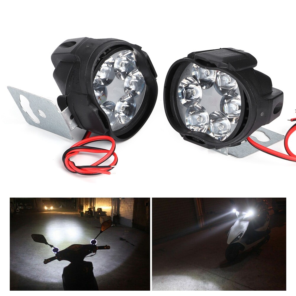2PCS 6 LED Spot Fog Light Motorcycle Headlight Universal Waterproof Front Head Lamp 12V