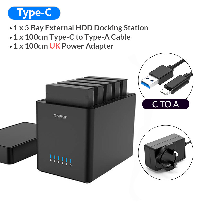 Orico ds series 5 bay 3.5 inch usb hard drive enclosure magnetic-type sata to usb 3.0 hdd case with 12v6.5a power