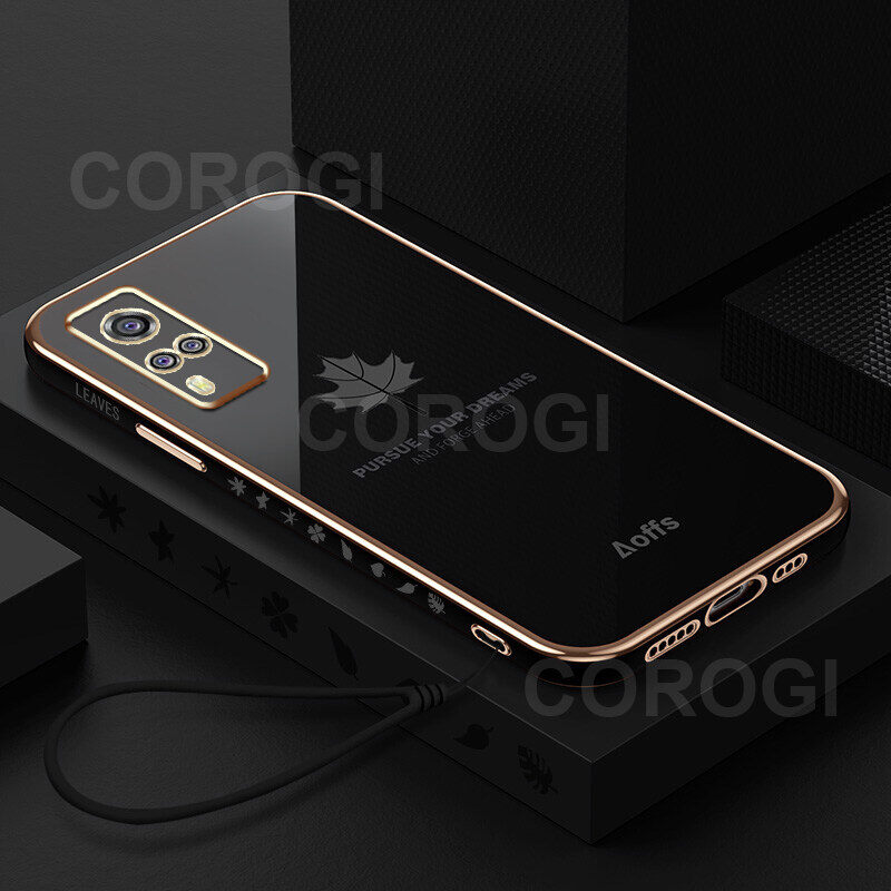 For Vivo Y51s Back Cover Hand Strap Fashion Shiny 6D Plating