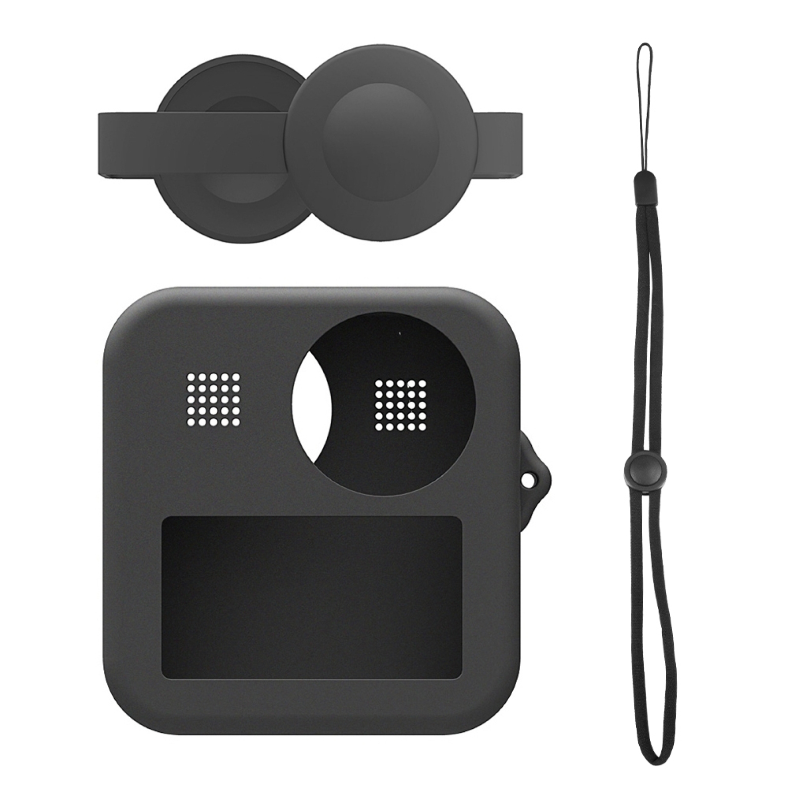 [Hàng có sẵn] Vỏ mũ ống kính kép tối đa PULUZ cho GoPro + Vỏ bảo vệ silicon thân máy (Màu đen)