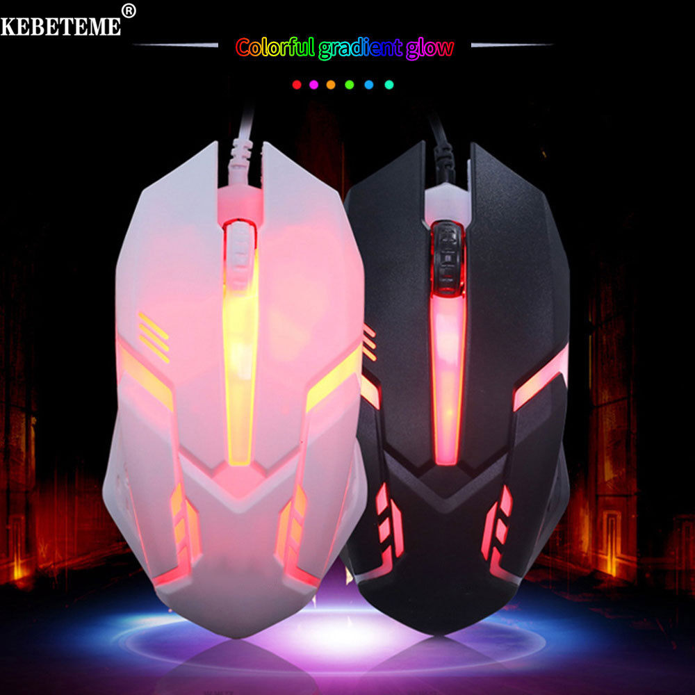 KEBETEME Gaming Mouse Wired Ergonomics USB Gamer Mouse 7 Colors LED Backlight Optical Mice Gaming Mouse For Laptop PC