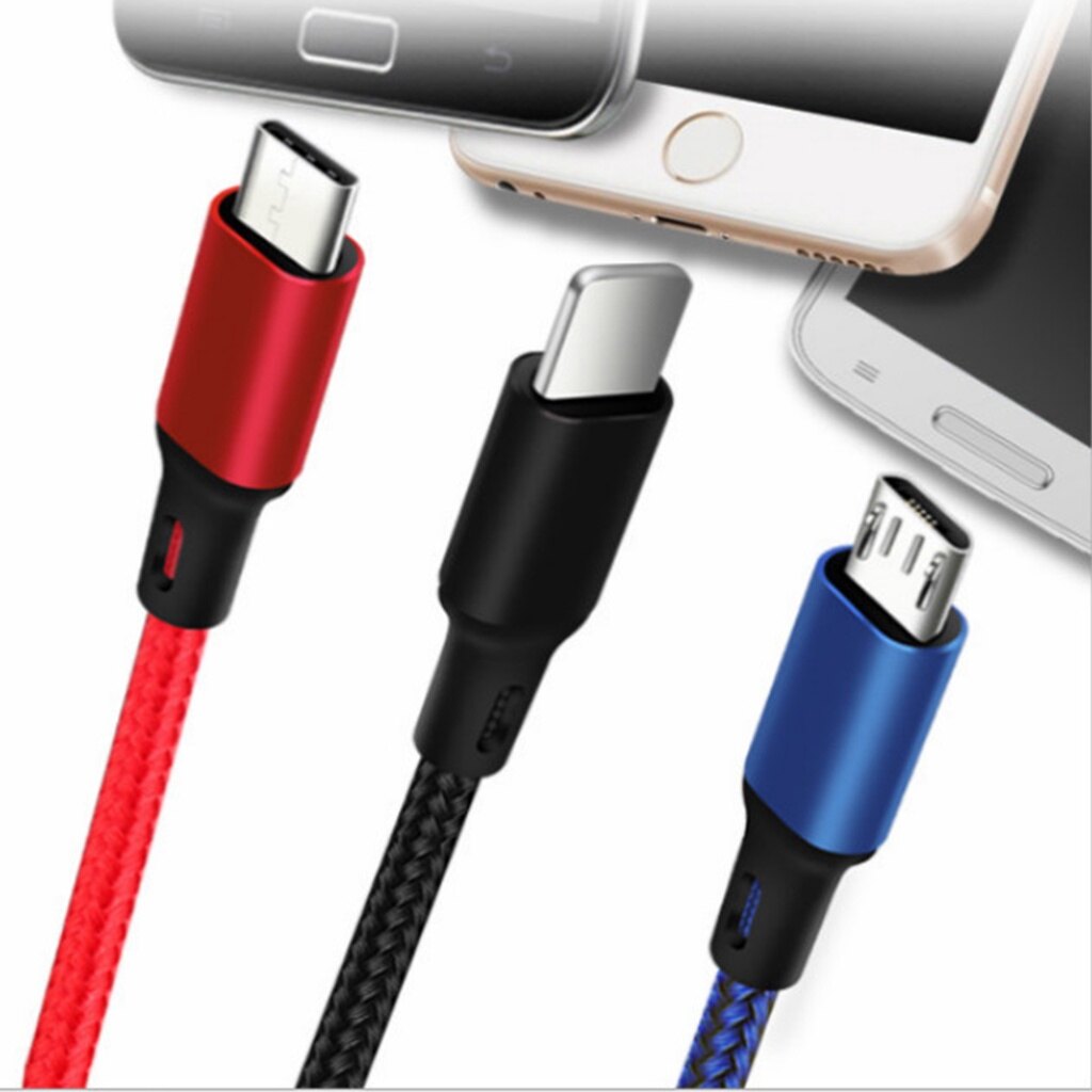 Fonken Cáp Ngắn 30Cm Cáp 3 Trong 1 Dây Sạc Usb Cáp Sạc Nhanh 2.4a Cho Iphone Huawei Cáp Type C
